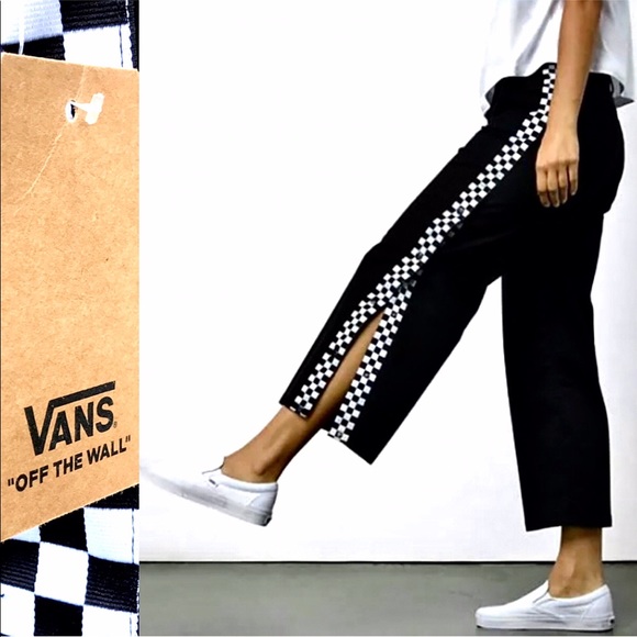 Vans Pants - Just In NWT Vans Checkerboard Hi Waist Snap Track